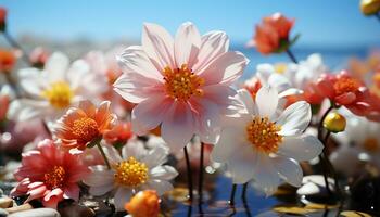 een levendig boeket van zomer bloemen brengt kalmte naar natuur gegenereerd door ai foto