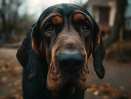 zwart bloedhond hond gemaakt met generatief ai technologie foto