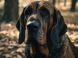 zwart bloedhond hond gemaakt met generatief ai technologie foto