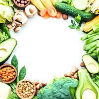 wereld veganistisch dag viering met vers en kleurrijk veganistisch ingrediënten ai generatief foto