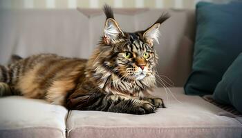 heel mooi mainecoon kat foto - ai gegenereerd