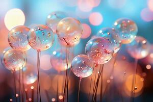 bubbels achtergrond, bokeh licht roze en blauw. ai generatief foto