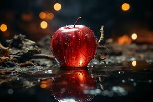een rood appel met een glad oppervlakte en een aantrekkelijk aroma. ai generatief foto