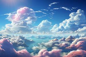 kleurrijk wolken drijvend onder de blauw lucht. ai generatief foto