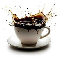 vieren Internationale koffie dag met vloeistof koffie plons ai generatief foto