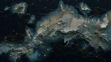 cartografie oceaan verdieping in kaart gebracht ai gegenereerd foto