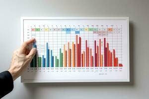 statistieken en gegevens analyse. investering. bedrijf analyse gebruik makend van grafieken en grafieken. Mens aan het studeren statistieken foto