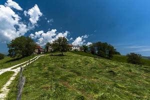 huis op een groene heuvel foto