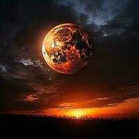 maan- verduistering met rood getint maan foto