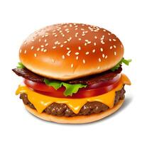 smakelijk Hamburger en vers groenten geïsoleerd Aan wit achtergrond foto