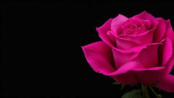 roze roos Aan zwart achtergrond met kopiëren ruimte voor Valentijnsdag dag ai gegenereerd foto