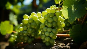 wijnstok groei, rijp fruit, wijnmakerij oogst, verfrissend zoetheid in natuur gegenereerd door ai foto