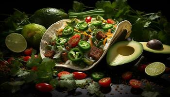 versheid en smaak barsten in deze fijnproever vegetarisch avocado salade gegenereerd door ai foto