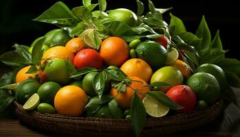 versheid van citrus fruit, natuur gezond aan het eten, levendig kleuren van zomer gegenereerd door ai foto