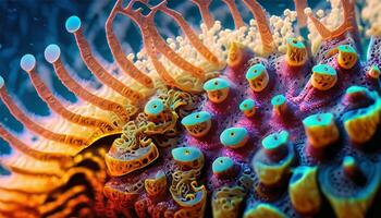 onderwater- macro onthult multi gekleurde zee leven patronen foto
