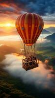 heet lucht ballon rijden. avontuurlijk, dromerig, adembenemend, romantisch, uniek foto