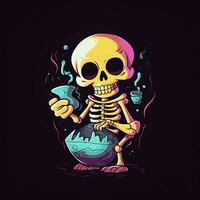 een halloween vieren kawaii skelet schedel vector illustratie ontwerp foto