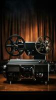 film projector met blanco film haspel Aan tafel foto