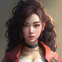 Aziatisch meisje anime avatar. ai kunst foto