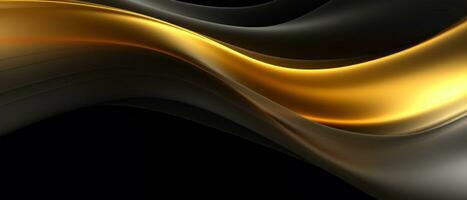 zwart en goud golven abstract 3d achtergrond. generatief ai foto