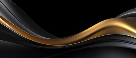 zwart en goud golven abstract 3d achtergrond. generatief ai foto