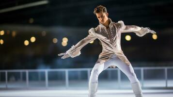 figuur het schaatsen. artistiek uitdrukking en indrukwekkend atletiek Aan ijs foto