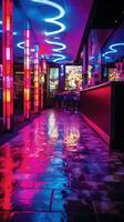 Clubs elektrisch atmosfeer gloeit met neon lichten foto