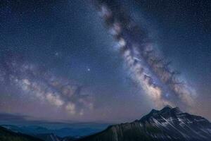 nacht visie van natuur berg met de melkachtig manier. ai generatief pro foto