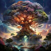 fantasie boom van leven magisch ontwerp geestelijk ai generatief foto
