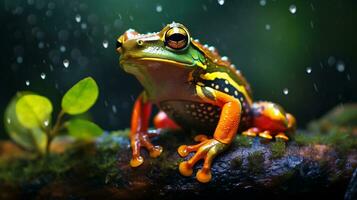 kleurrijk kikker in de regenachtig Woud foto
