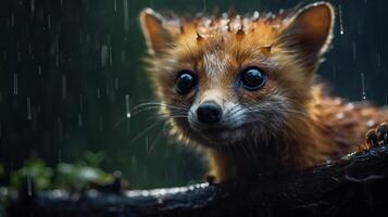 foto achtergrond van dieren in het wild in regenachtig Woud ai generatief