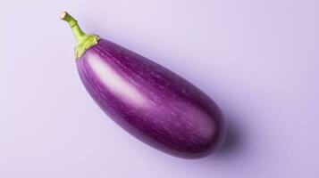 top visie van aubergine Aan Purper pastel geïsoleerd achtergrond ai generatief foto