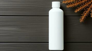 huid zorg Product fles, shampoo, lotion, met neurale achtergrond ai generatief foto