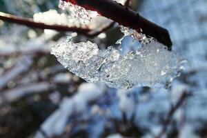 fabriek versierd met vormen bevroren door sneeuw en regen en verkoudheid zon van winter dag foto