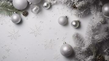 mooi samenstelling met Kerstmis ornamenten Aan een wit achtergrond ai generatief foto