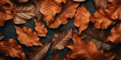 detailopname herfst droog blad getextureerde behang. gemaakt met ai gereedschap foto