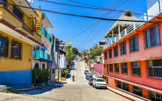 puerto escondido oaxaca Mexico 2023 typisch mooi kleurrijk toerist straat trottoir stad puerto escondido Mexico. foto