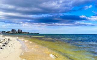 tropisch mexicaans strand helder turkoois water playa del carmen mexico. foto