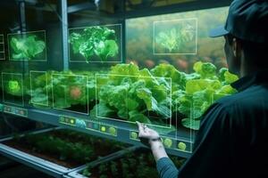 slim robot boeren. landbouw technologie. ai gegenereerd foto