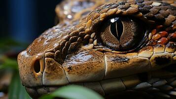 detailopname foto van een boa constrictor op zoek in hun leefgebied. generatief ai