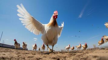 foto van een gevogelte in de landbouwgrond. generatief ai