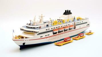 weergeven een 3d miniatuur veerboot. generatief ai foto