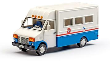 weergeven een 3d miniatuur post- bestelwagen. generatief ai foto
