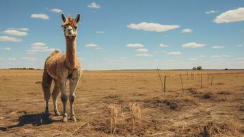 foto van een lama in de landbouwgrond. generatief ai