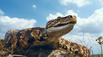 foto van een Python onder blauw lucht. generatief ai