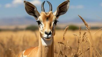 detailopname foto van een gazelle op zoek ieder richting. generatief ai