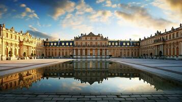 adembenemend schoonheid van de paleis van Versailles in Frankrijk. generatief ai foto