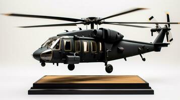 weergeven een 3d miniatuur sikorsky uh60 zwart havik. generatief ai foto