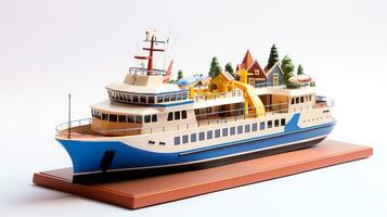 weergeven een 3d miniatuur veerboot. generatief ai foto