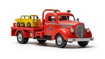 weergeven een 3d miniatuur slepen vrachtwagen. generatief ai foto